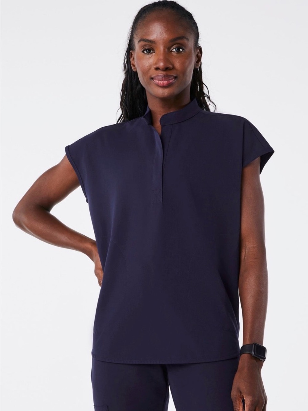 Women's Navy Rafaela oversized Scrub Top (B1)